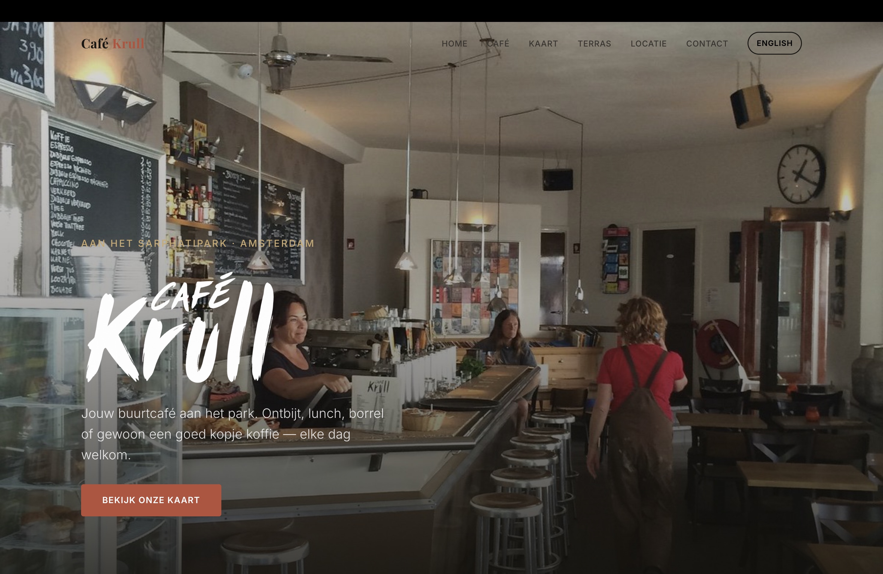 Website-ontwerp voor Café Krull