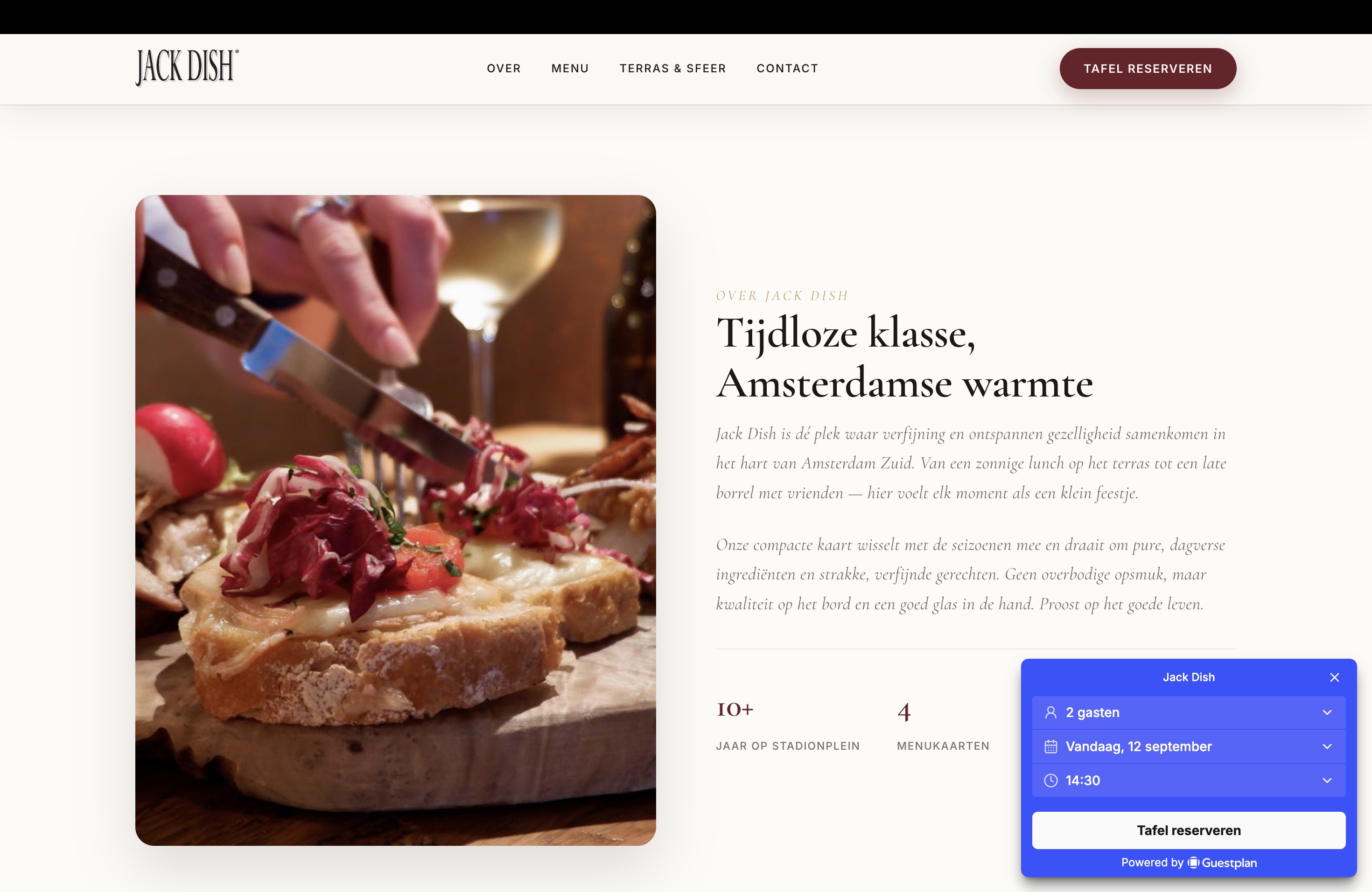 Website-ontwerp voor restaurant Jack Dish